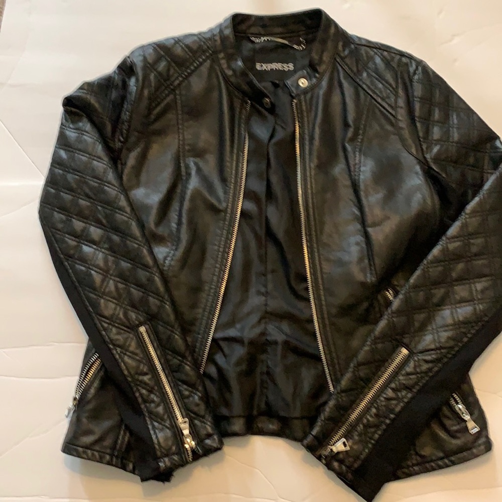 Lightly worn FAUX Leather Jacket